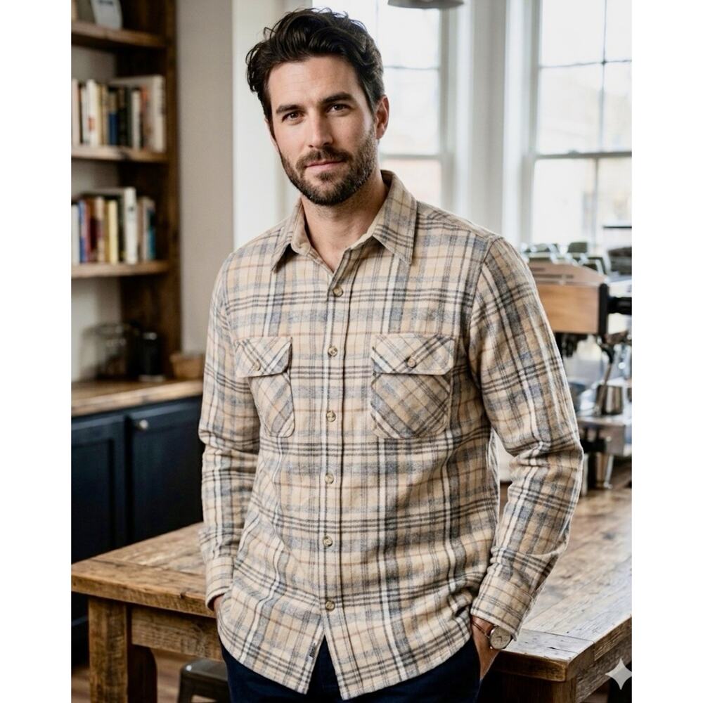 VTG Heywood House 85%‎ Wool Plaid Mens Shirt Cabin Core Warm Distressed Shirt M